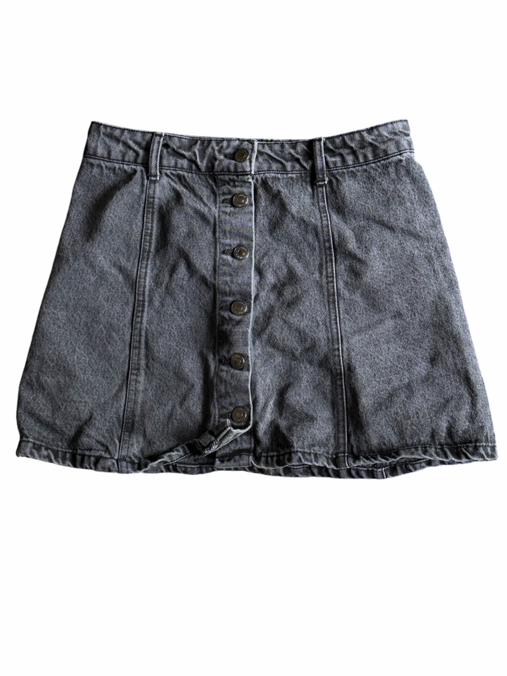 Forever 21 Washed Black Button-Front Mini Skirt size 26
